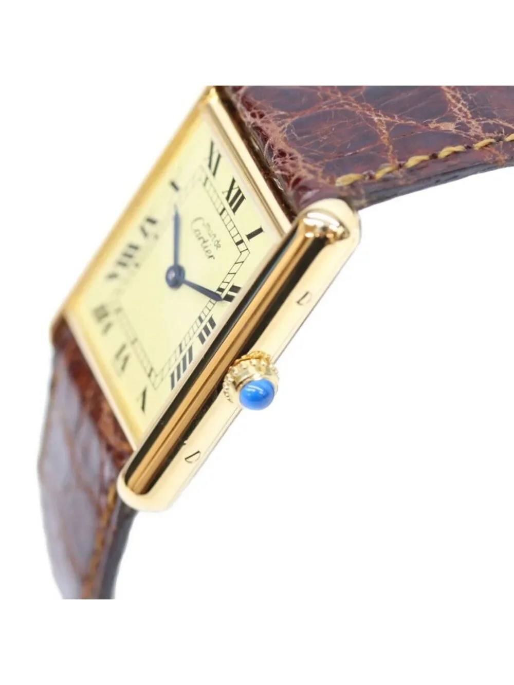 Cartier Must Tank Vermeil LM Ivory Roman Dial Leather
